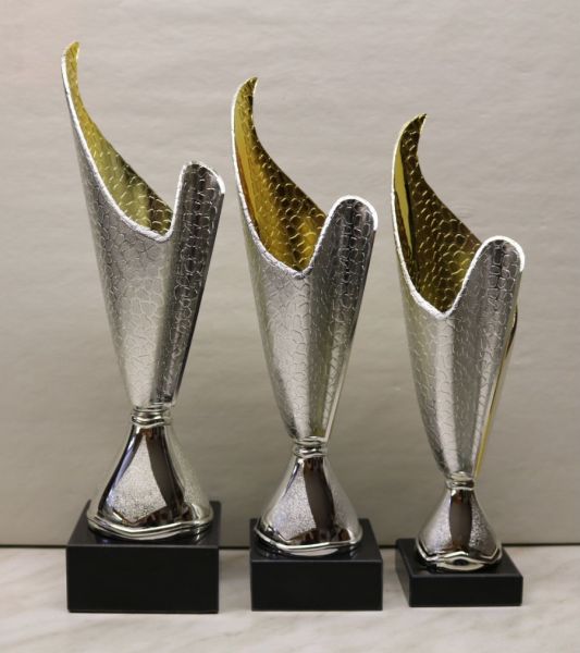 Moderner Pokal aus Kunststoff - Silber-Gold FS 1321-1323